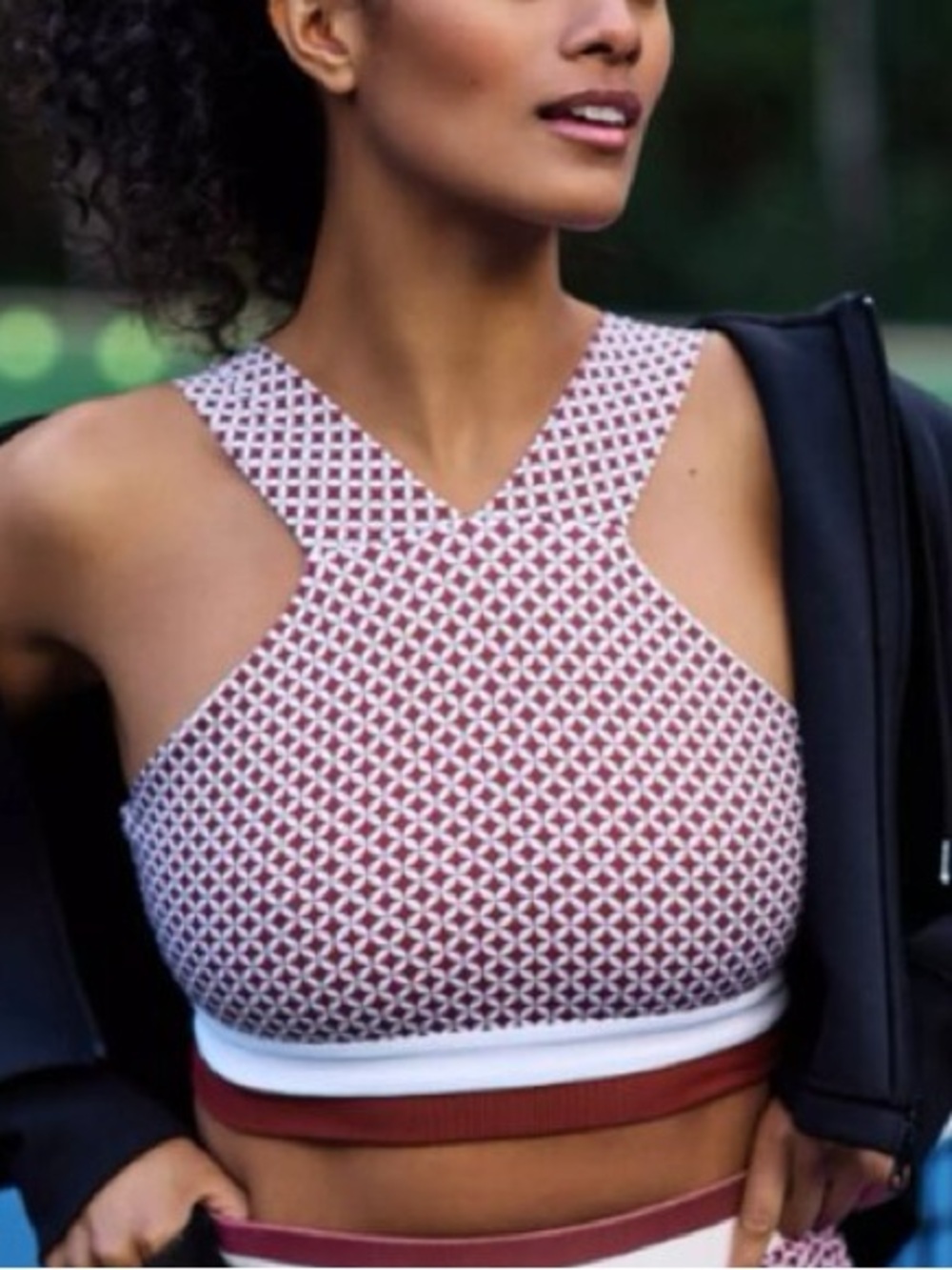 Beach Riot for Anthropologie Adina dark maroon spandex crop top size medium